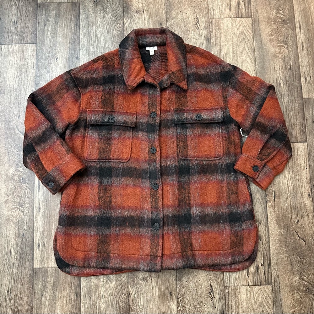 a.n.a Midweight 16% wool Shirt Jacket Shacket Women’s Size XXL Rust Black Plaid
